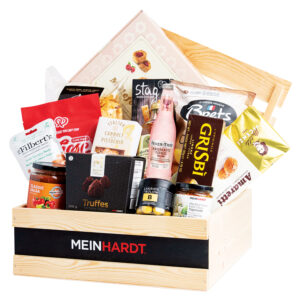 Party to Go snack gift basket with assorted party treats and gourmet snacks.
